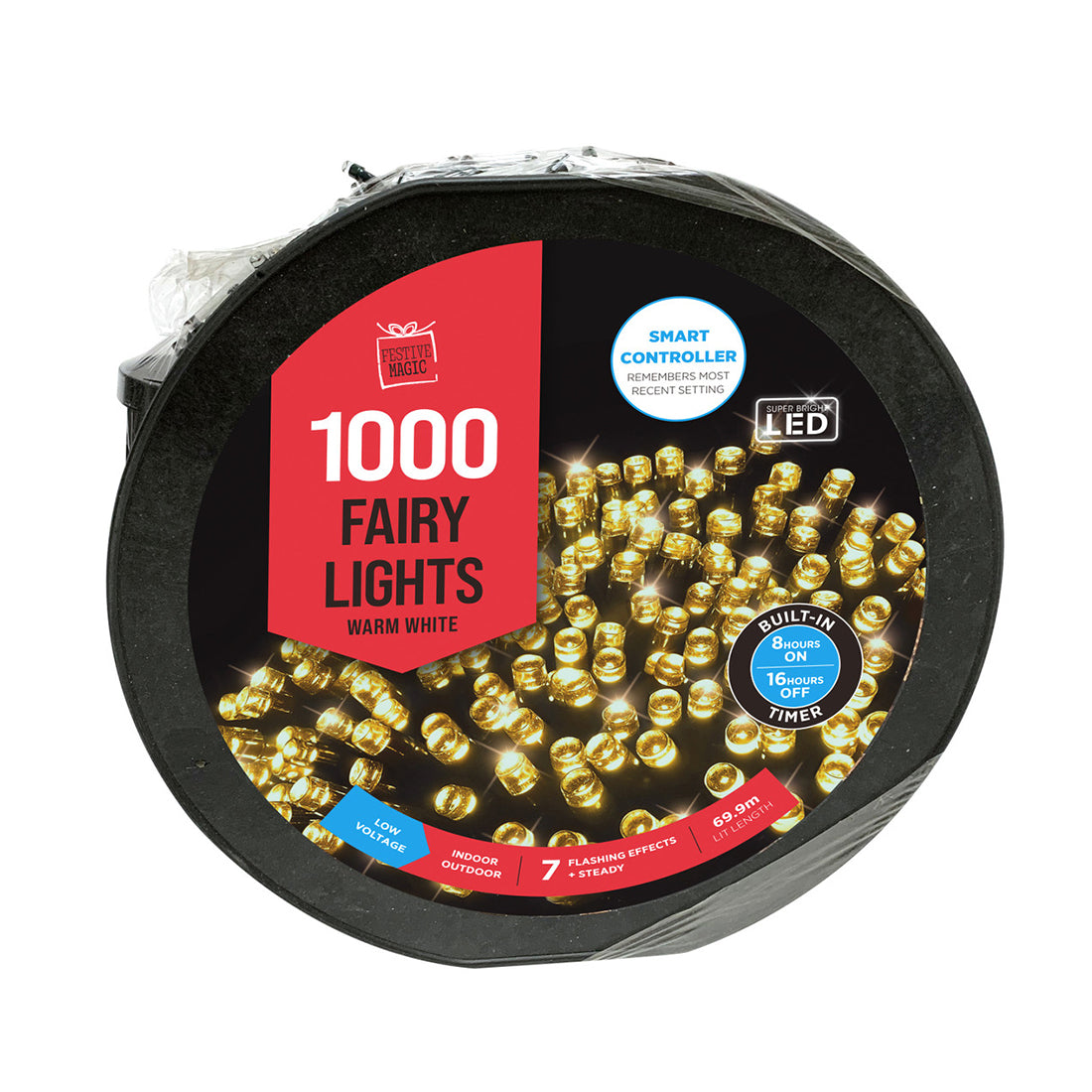 1000 LED Fairy Lights Warm White