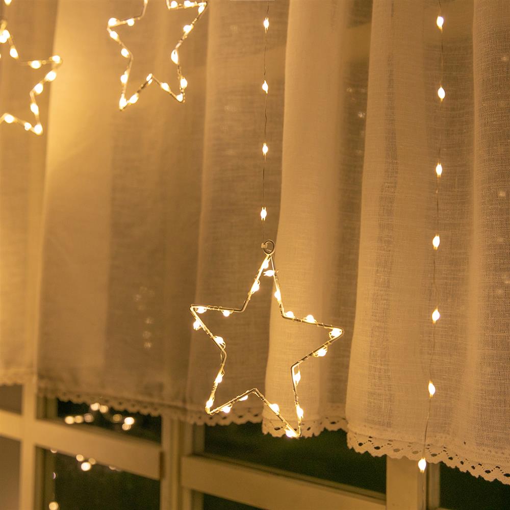 LED Wire Star Curtain Gold 9pc