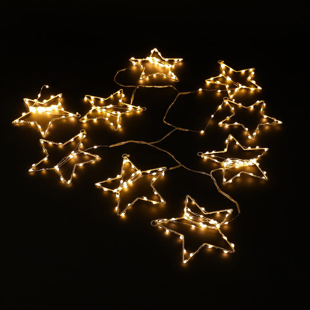 LED Wire Star Curtain Gold 9pc