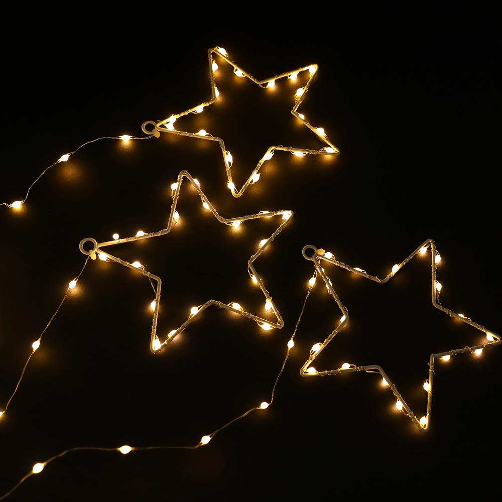 LED Wire Star Curtain Gold 9pc