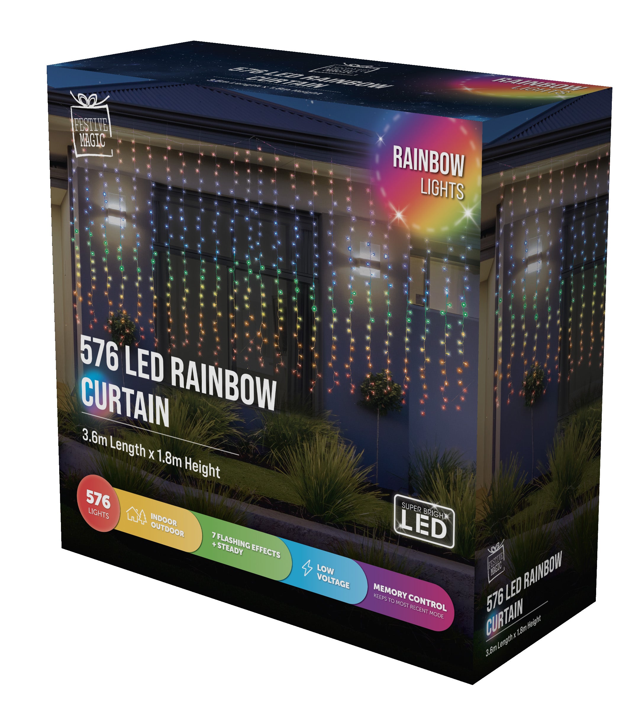 576 LED Curtain Rainbow Flash