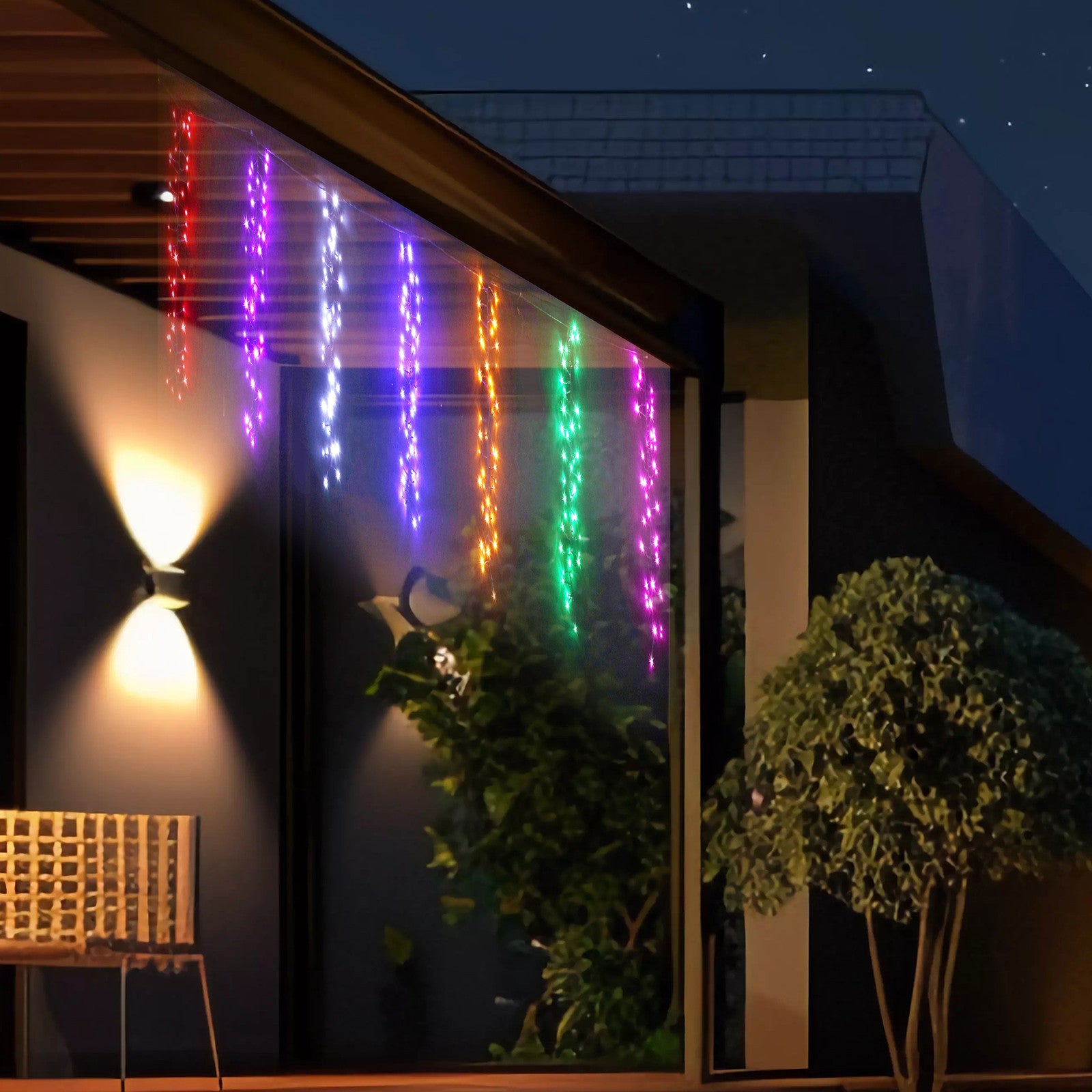 LED Curtain Rainbow Cluster 7pc