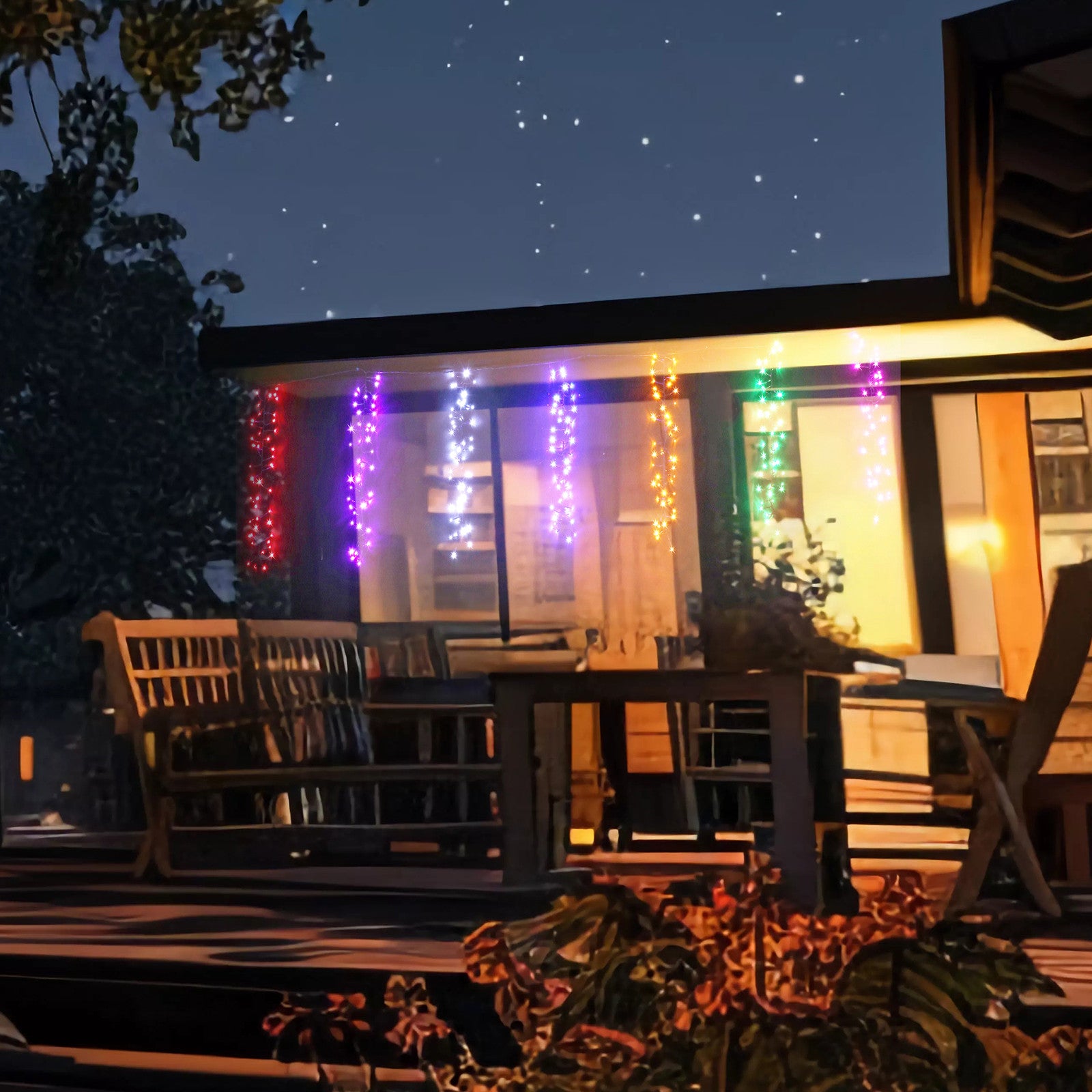 LED Curtain Rainbow Cluster 7pc