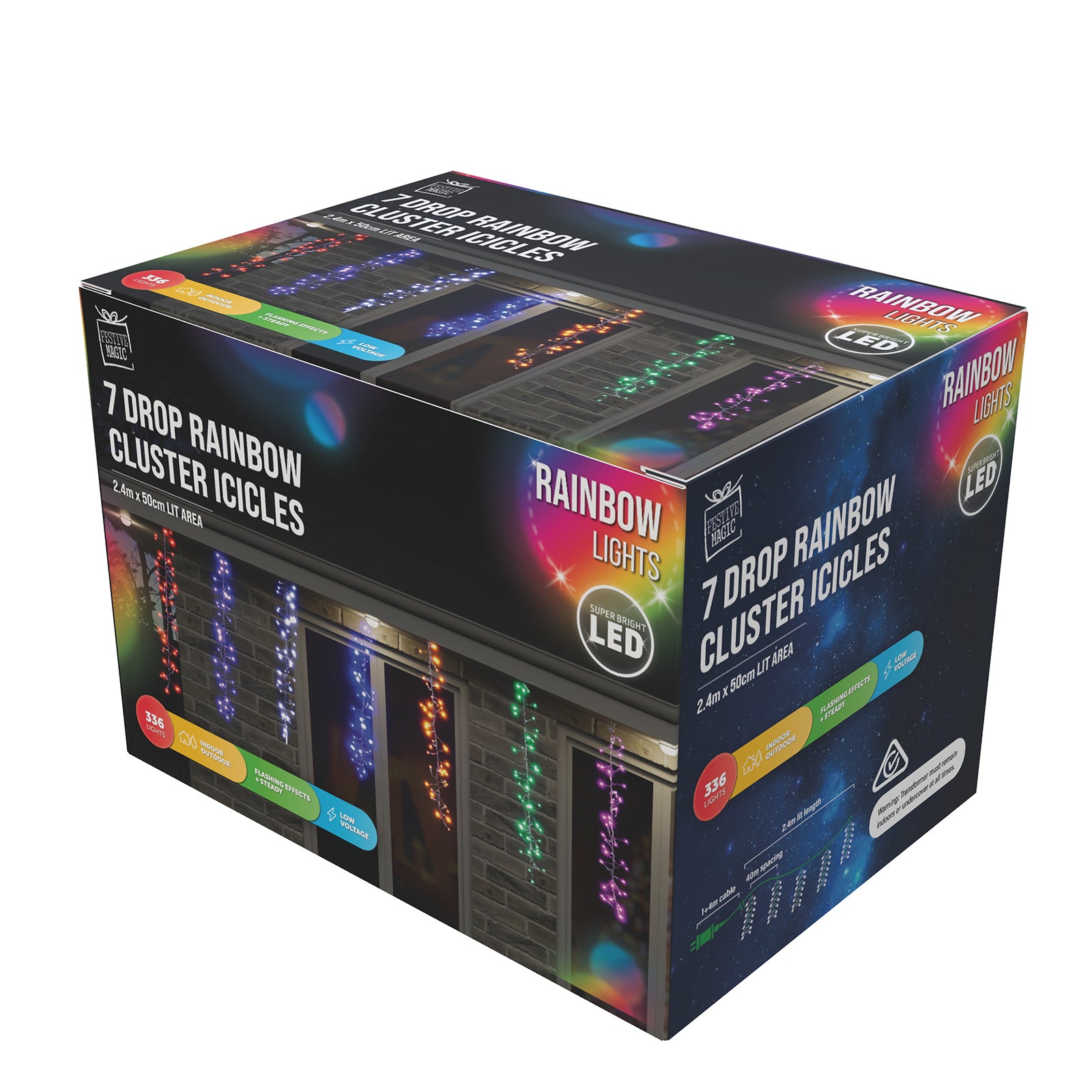 LED Curtain Rainbow Cluster 7pc