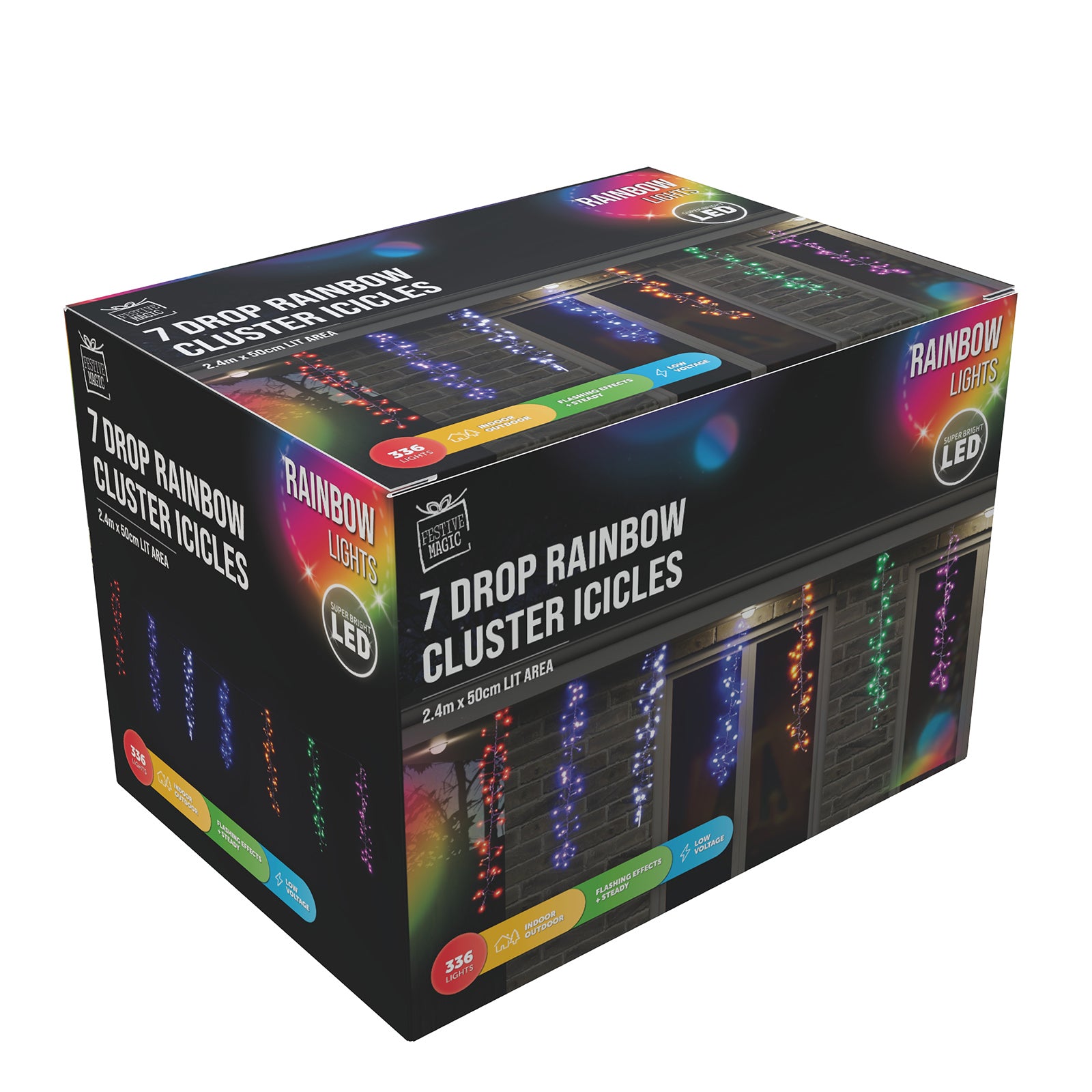 LED Curtain Rainbow Cluster 7pc