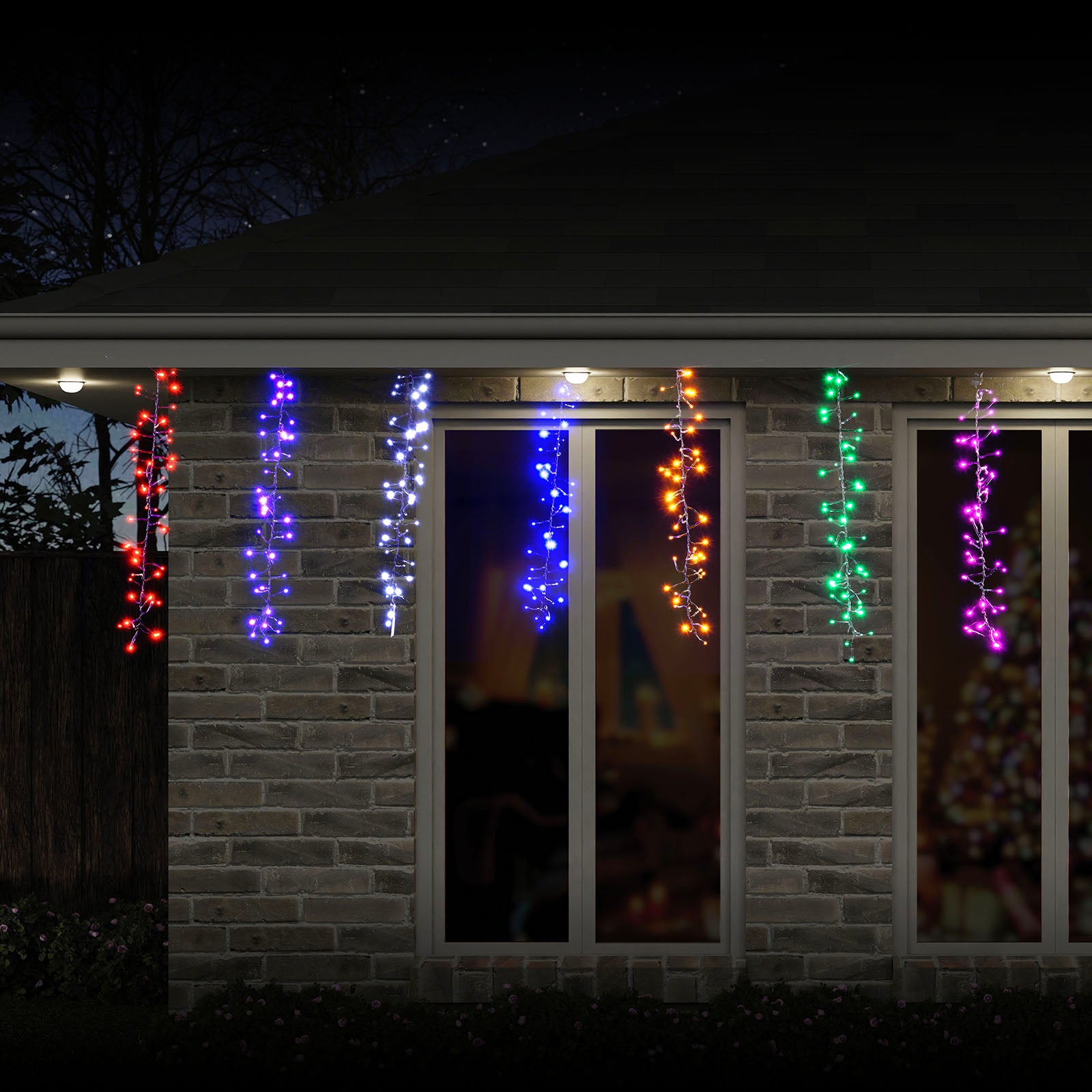 LED Curtain Rainbow Cluster 7pc