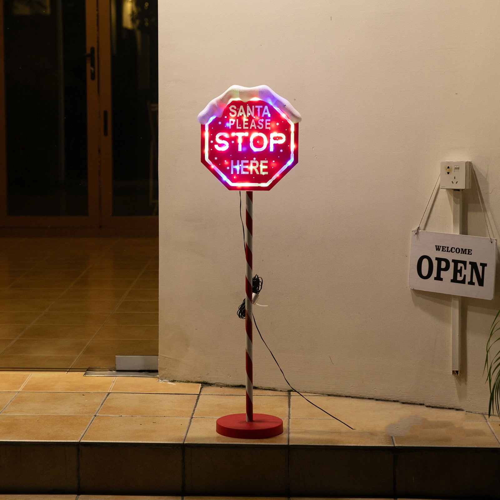 LED Path Santa Stop Sign Multi