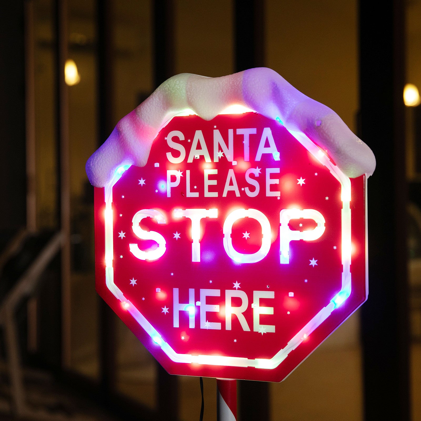 LED Path Santa Stop Sign Multi