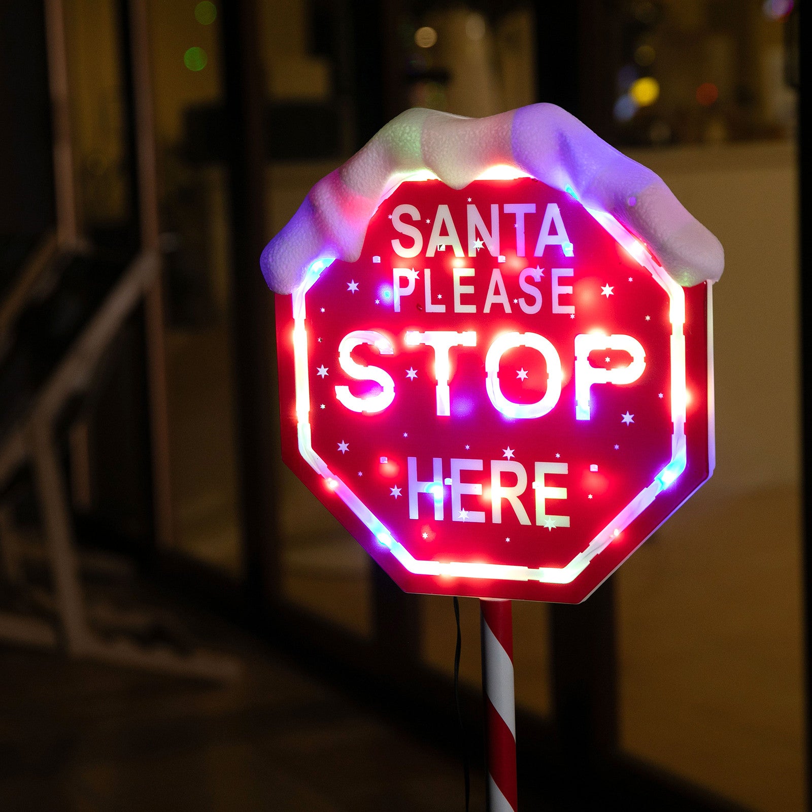 LED Path Santa Stop Sign Multi