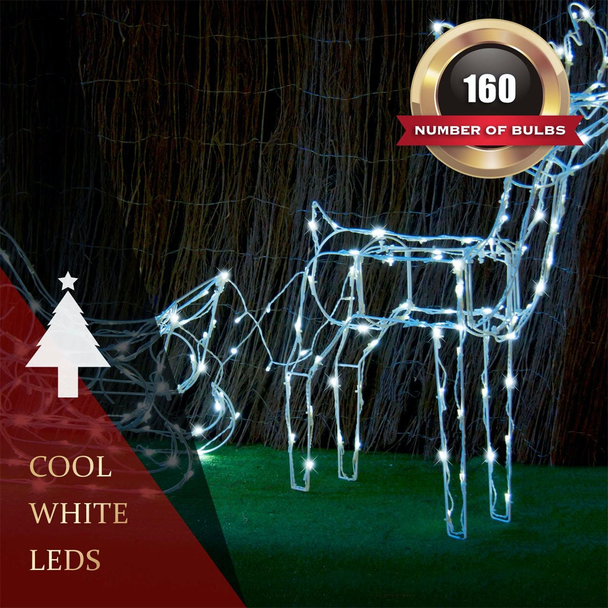 Solar Sleigh Reindeer 145cm