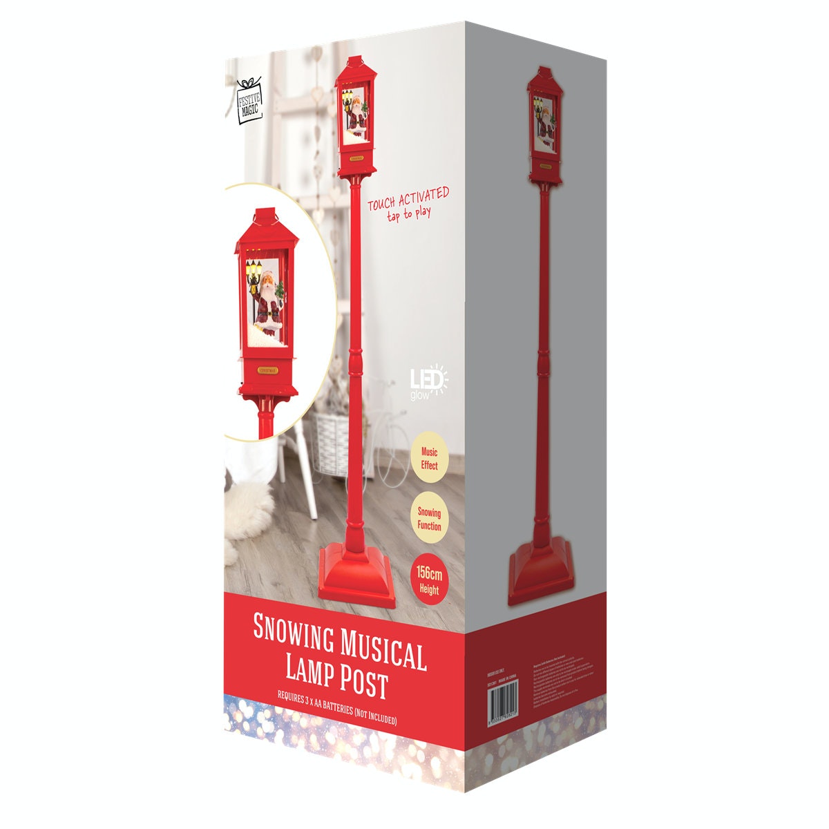 LED Snowing Musical Lamppost Red 1.56m Christmas Lights Shop