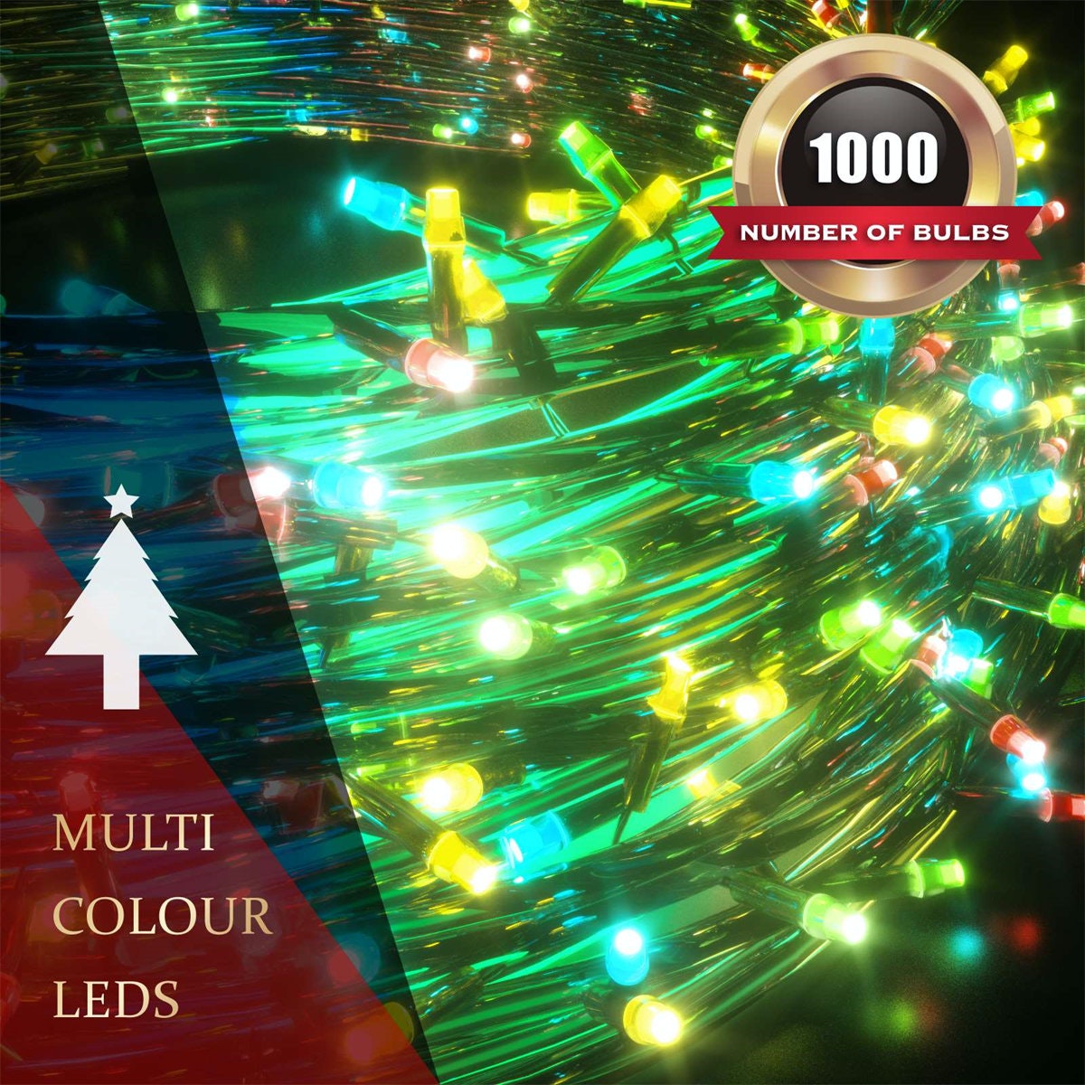 1000 LED Solar Fairy Multi