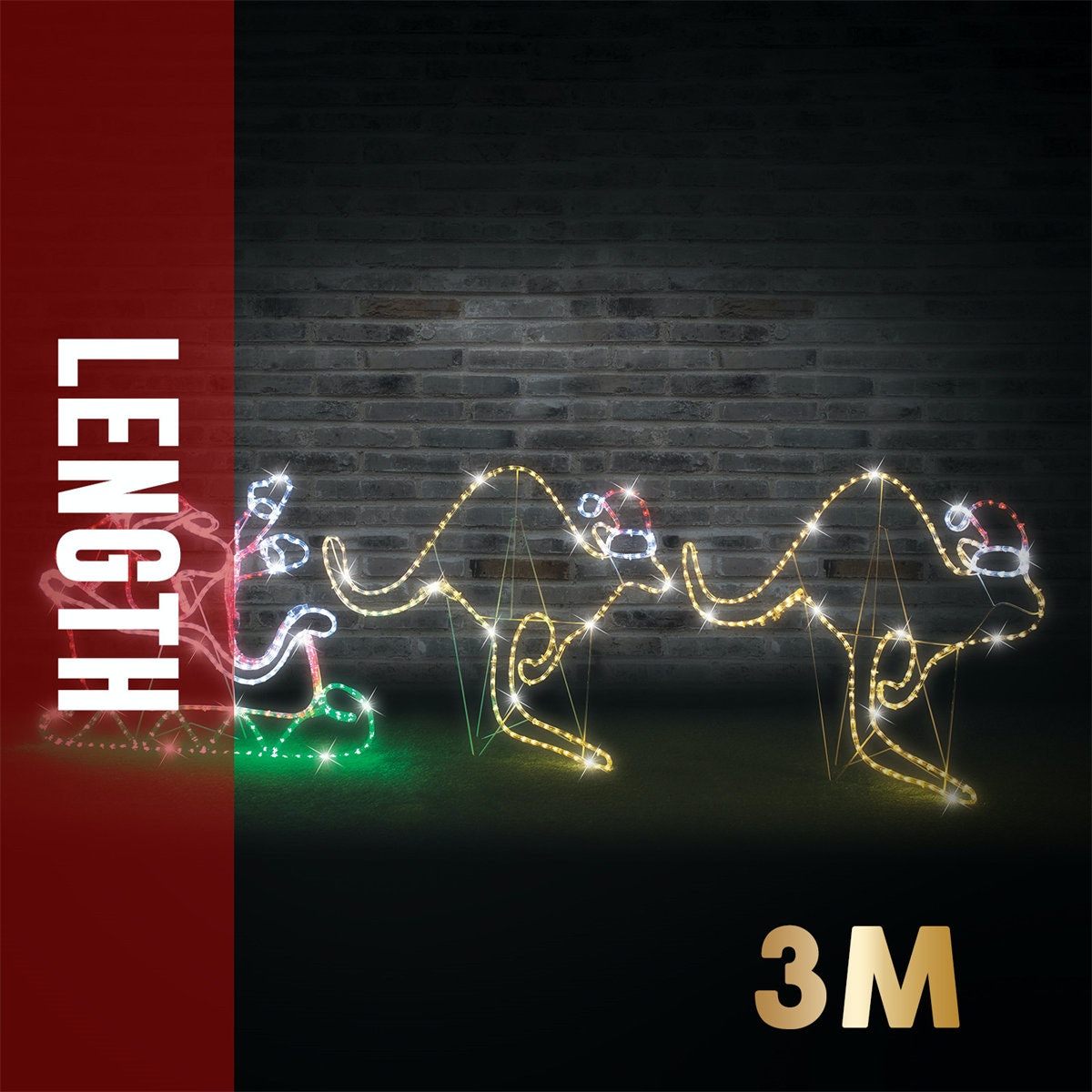 LED Ropelight Santa Sleigh 2 Kangaroos 3m Christmas Lights Shop