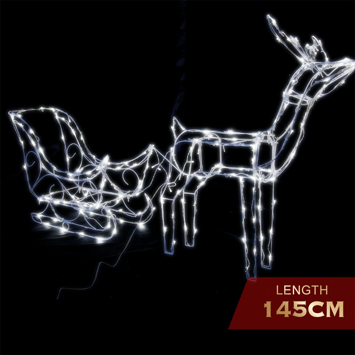Solar Sleigh Reindeer 145cm